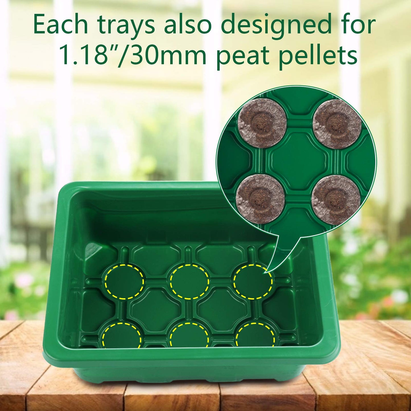 Feizeisun Seed Trays, 6 Pack 72 Cells Propagator Thicken Seed Trays for Seedlings Reusable Seed Trays with Lids Seed Propagators Plant Germination Trays Kit for Greenhouse & Garden, Green