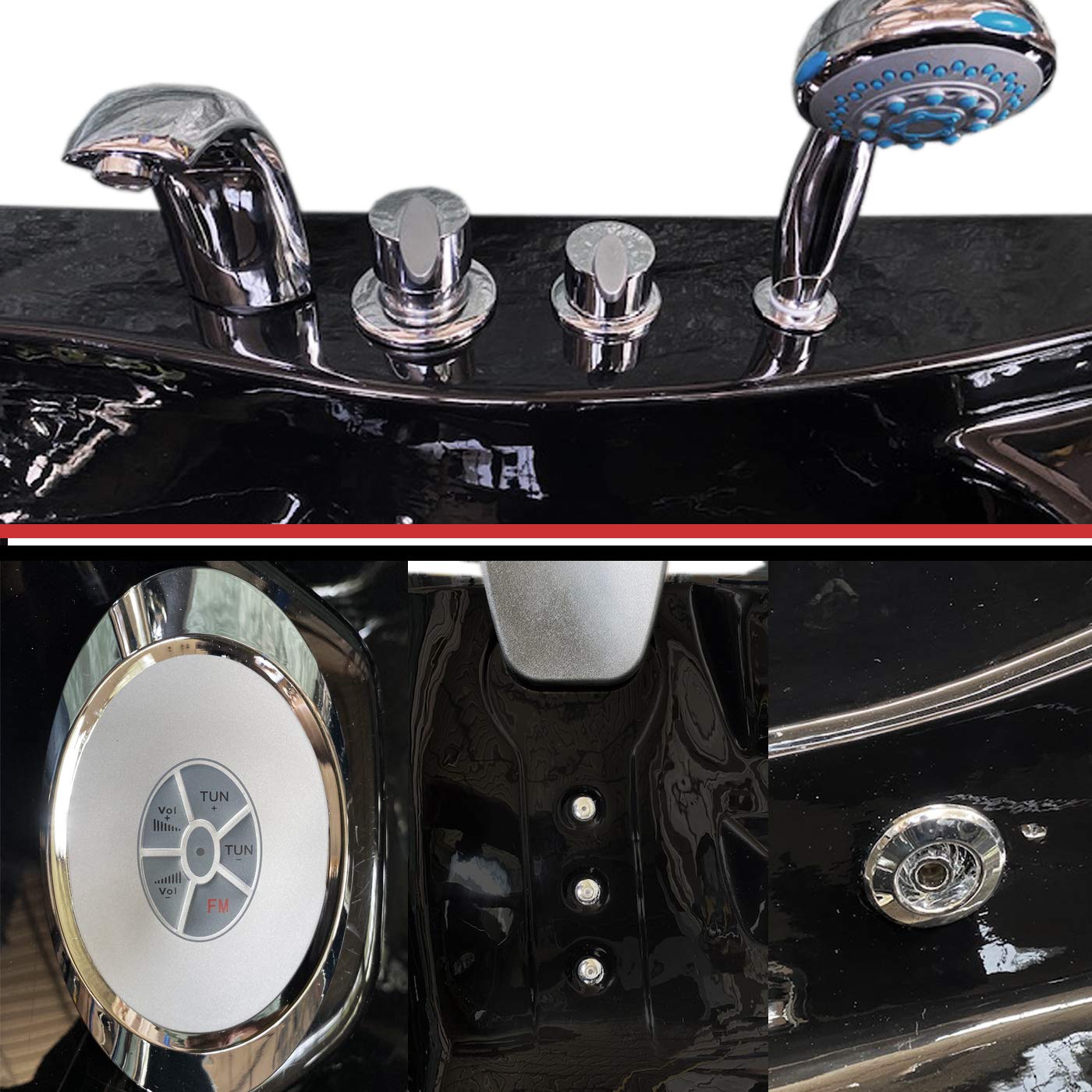 Whirlpool Bath TUB SPA Corner Bathtub 2 Persons HOT TUB 150x150cm Black Havana