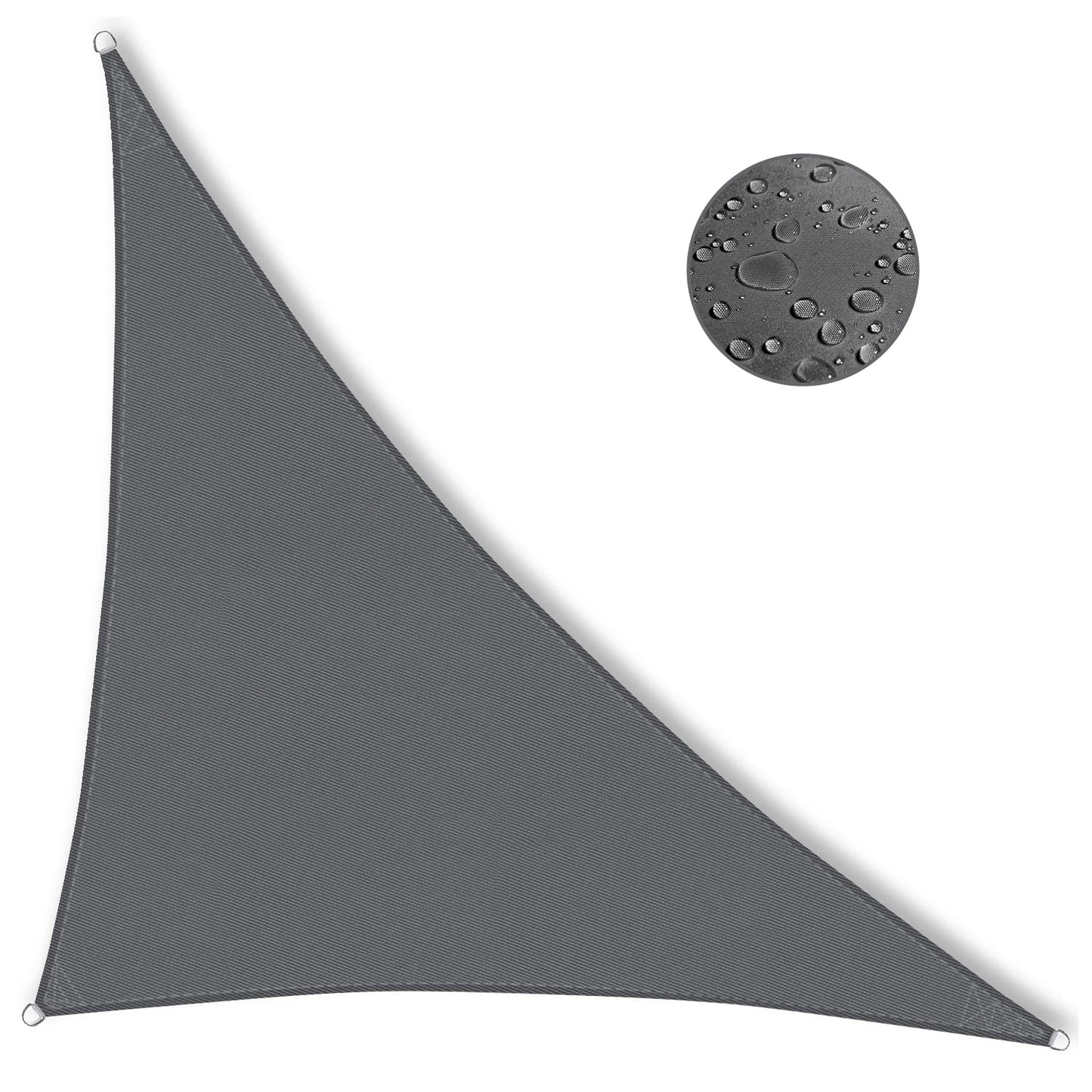 IOAOI Sun Shade Sail Waterproof, 4m x 4m x 5.7m Grey Garden Shade Sail Right Angle Garden Canopy, 3 Ropes, UV Block, Patio Sunshade Sunscreen Awnings Hot Tub Shelter for Outdoor