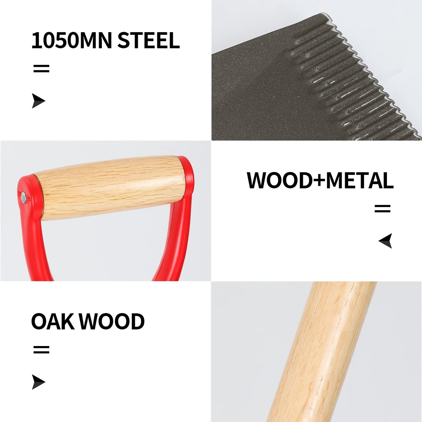 HANTOP Flat Shovel Garden Spade Shovel Trenching Shovel Square Point Shovel for Digging Gardening Planting Edging, 43 inches