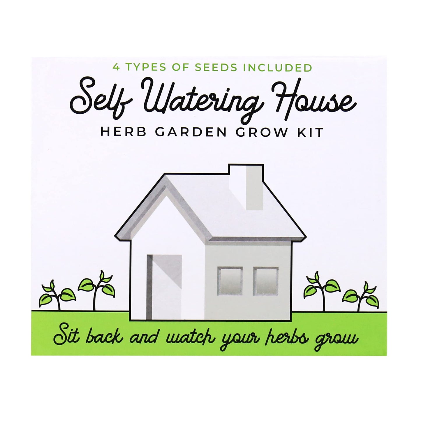Gift Republic Self Watering House Herb Grow Kit Basil Rosemary Thyme Parsley Seeds Kitchen Garden Gift, White