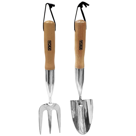 Garden Hand Fork Hand Trowel Stainless Steel Extra Long Wooden Handle Approx. 17inch Long Perfect for Digging, Planting by VORX 1% of Sale Value will be Donated to Children's Hospital Sheffield