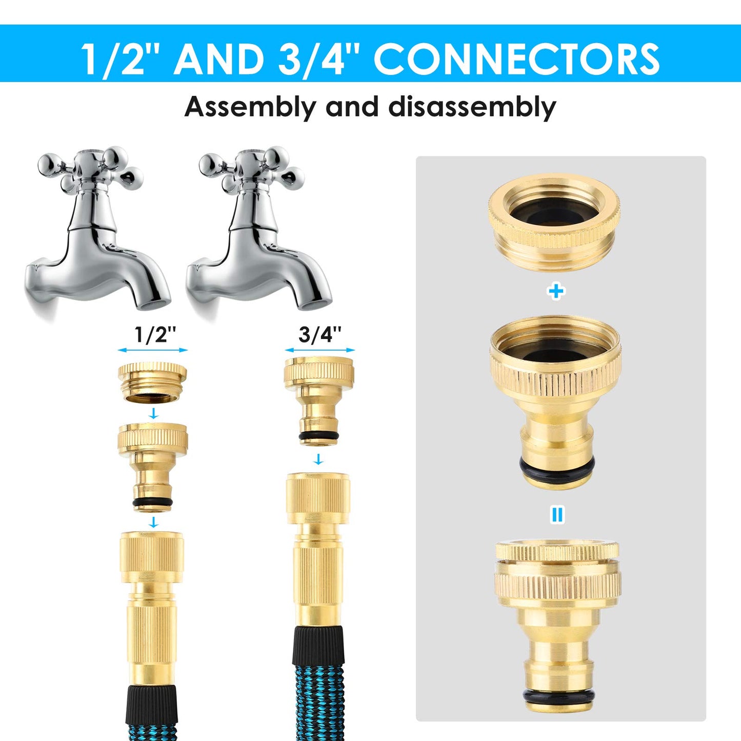KETTOYA 100FT Expandable Garden Hose, Flexible Water Hose with 10-Pattern Spray Nozzle, Leak-proof Retractable Heavy Duty Hose Pipe, 4-layer Latex Core, Durable 3750D, Brass Alloy Connector, Kink-Free