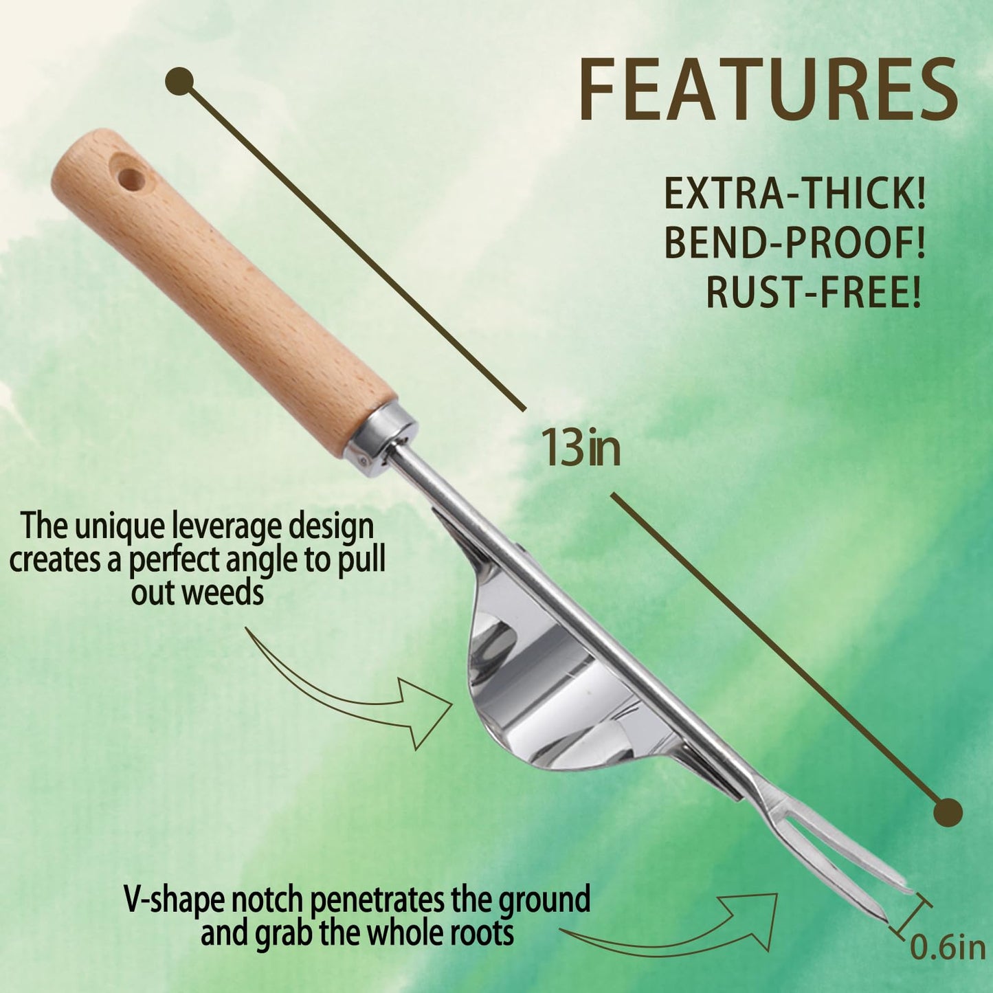 Yizerel Hand Weeder Tool Garden Weeding Tool, Uprooting Weeding Tool Gardening Weeder Tool, Stainless Steel Gardening Tools for Yard and Garden, 3 Pcs