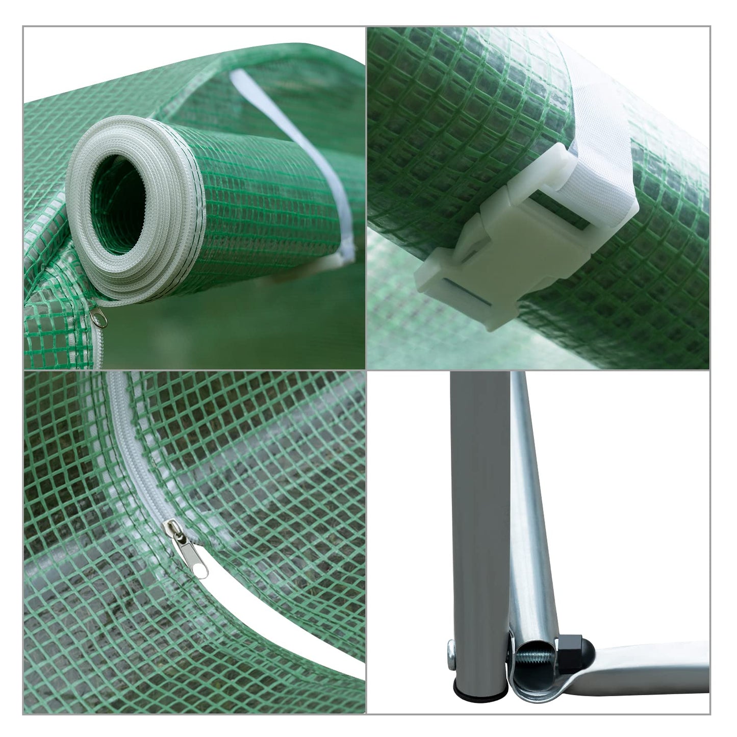 WOLTU Garden Greenhouse, Polytunnel removable PE Cover 140gsm, Walk in Grenn house outdoor, Plant Shelter with 6 Windows and 1 Zippered Roll-up Door, 200x300x200cm,