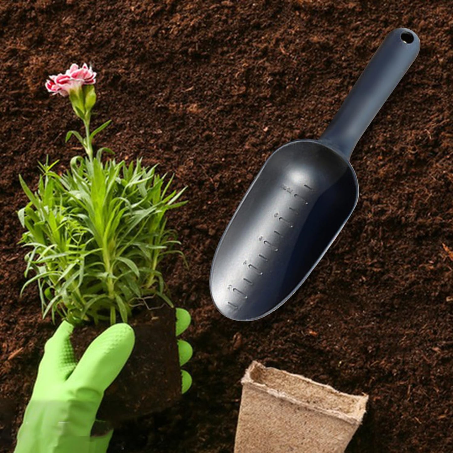 NAUZE 2Pieces Gardening Hand Trowel Black Plastic Gardening Supply Gardening Tool Growing Soil Scoop Garden Trowel for Garden Plant