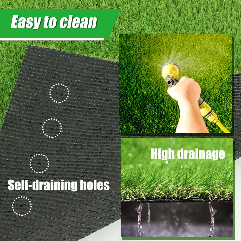 Petgrow Artificial Grass 35mm Realistic Turf Lawn Synthetic with Drainage Holes Dog Grass Mat Garden Backyard Patio Balcony (1M × 2M)