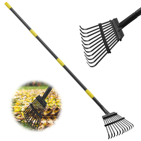 Rake, 175cm Long, 11 Tines Small Metal Garden Rake for Leaves, Heavy Duty 22.5cm Wide Rakes for Lawns, Yard Leaf Rake for Gardening , Flower Beds, Shrub, Kids Rake