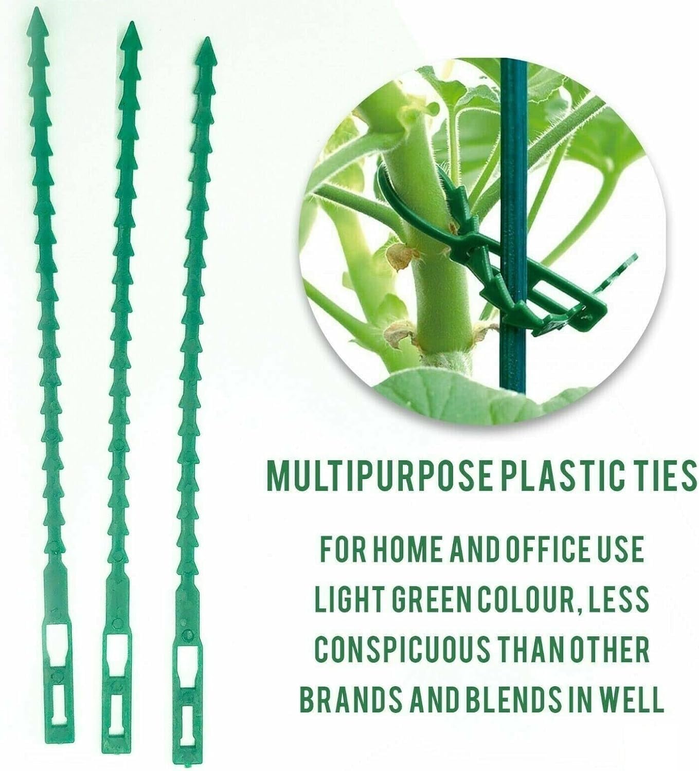 FERRIS | Ultra-Strong Garden Plant Ties for Climbing Plants | Flexible & Reusable Heavy Duty Green Shrub Ties | Multi-Purpose Use on Indoor & Outdoor Garden Plants and Trees (100, Green)