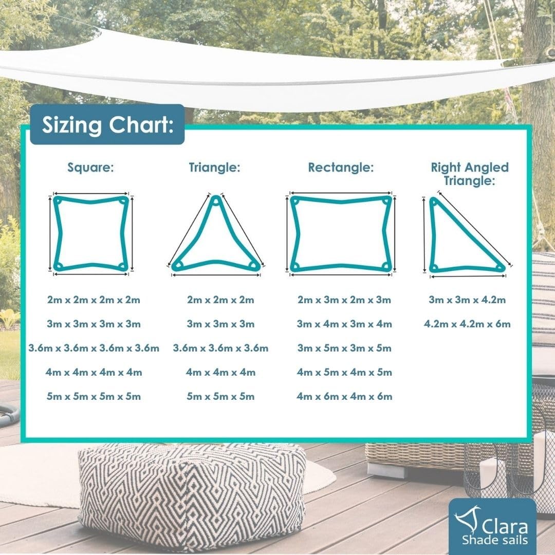 Clara Shade Sails - White Rectangle 3x4m Sun Shade Sail, Conservatory Sail Shades, Pergola Canopy, Garden Sail Canopy Waterproof, Patio Gazebo, Garden Tent, Outdoor Sun Sail Shade, Garden Awning