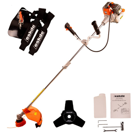 eSkde 52cc Petrol Garden Brush Cutter Strimmer Line Trimmer Kit 2 Stroke Petrol 2 in 1 Kit BC52-S23