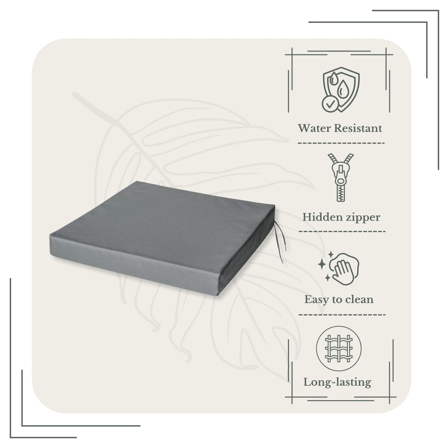 SOFTILLO Waterproof Chair Cushion With Ties Seat Pads Cushion Pad Indoors Outdoors Water Resistant Material Kitchen Dining Living Room Patio Garden Office Coffee Shop Foam Graphite 40x40x4cm