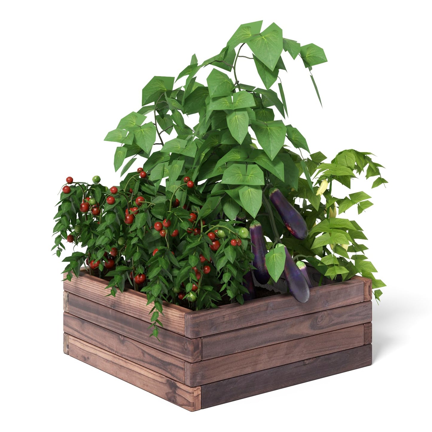 GiantexUK Wooden Raised Garden Bed, Square Garden Planter Box with Open Bottom, Outdoor Elevated Vegetables Herbs Plants Flower Pots Grow Box Container for Patio Backyard