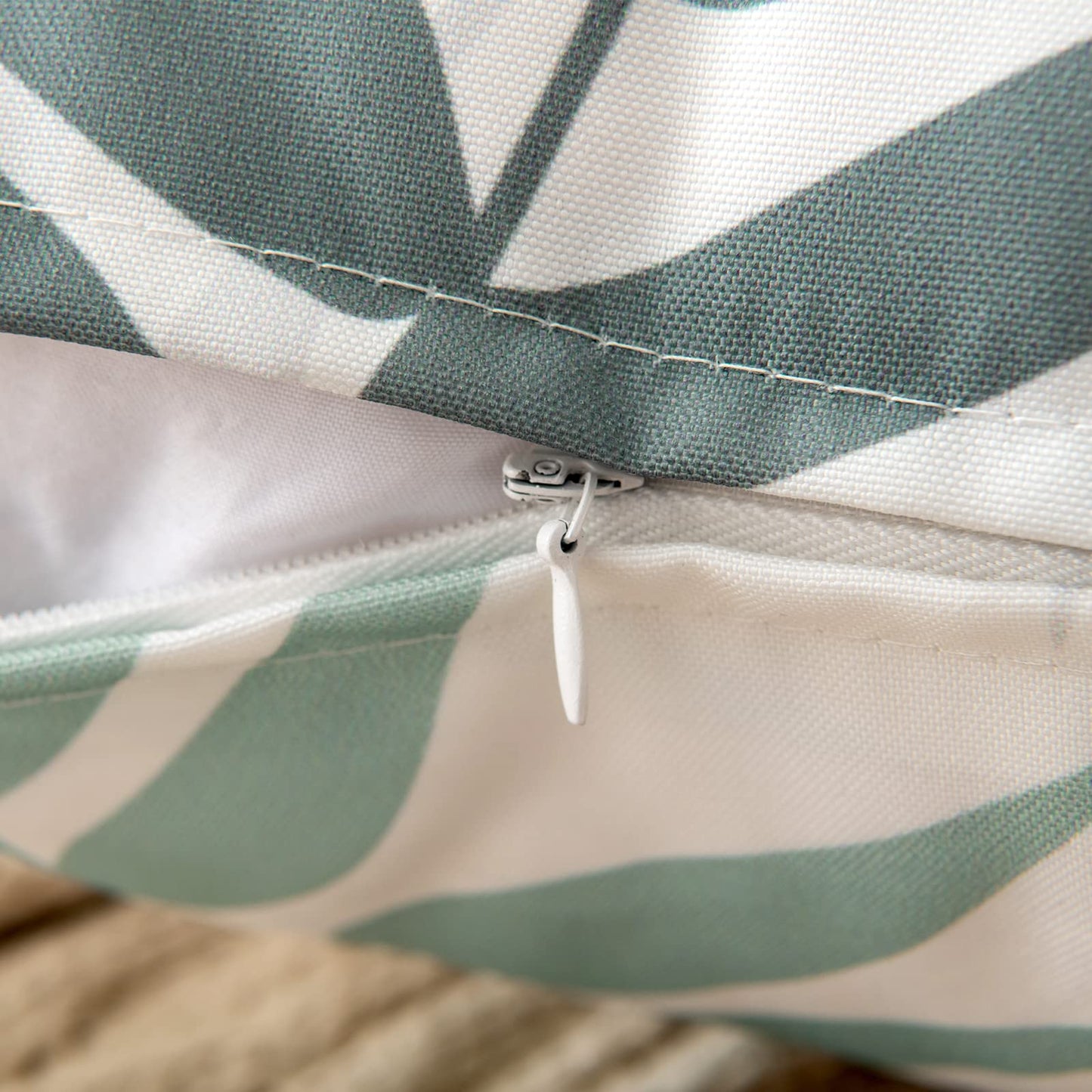 MIULEE Outdoor Cushion Covers Waterproof Polyester Throw Pillow Cover Square Decorative Pillowcase with Leaf Patterns for Garden Sofa Livingroom Bedroom Tent Park 2 Pieces 18x18 Inch Green Grey