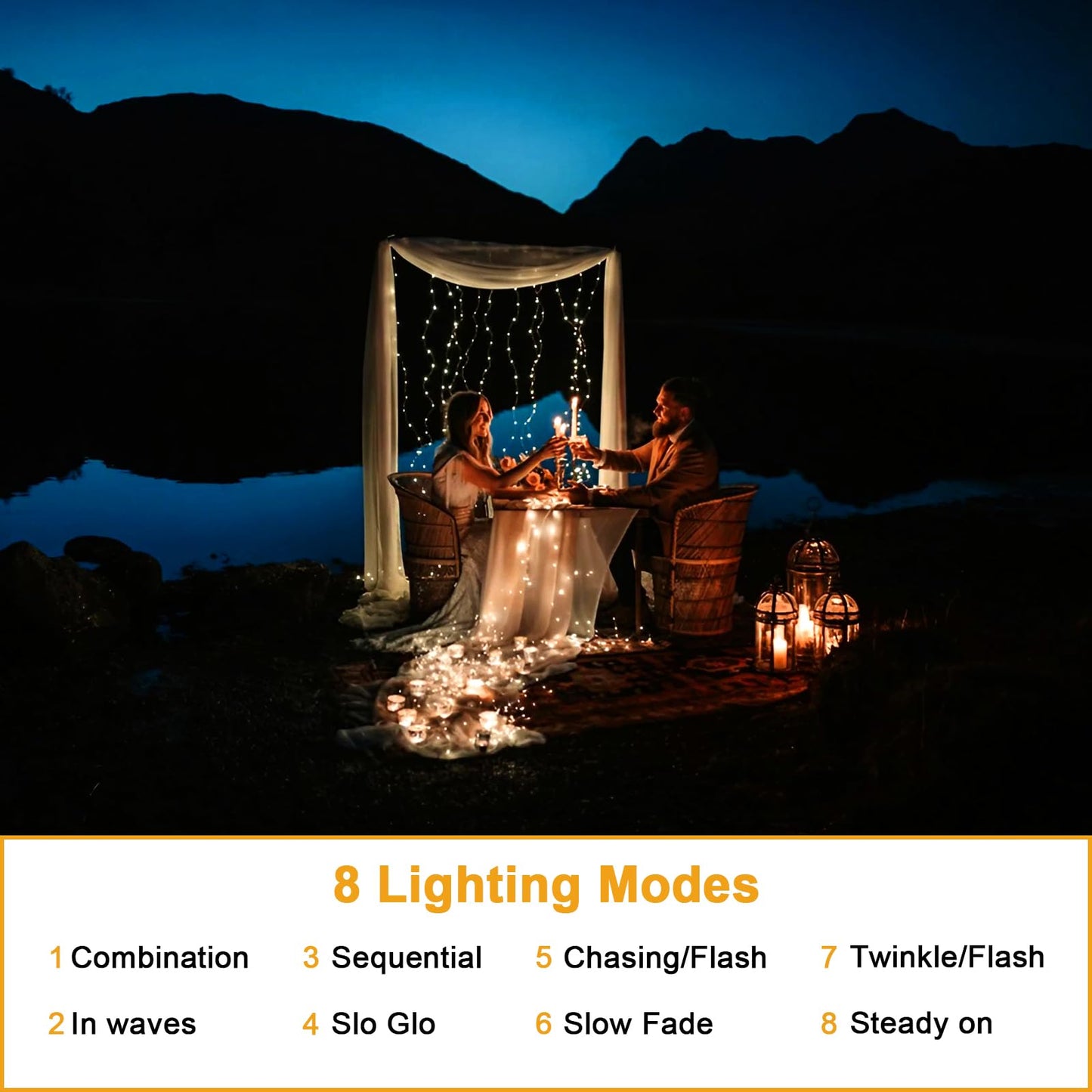 FFZZKJ Solar Lights Outdoor Garden Waterproof Total 240LED 12Mx2 Pack Outdoor Solar Lights for Garden Patio Balcony Terrace Veranda Tree, Warm White