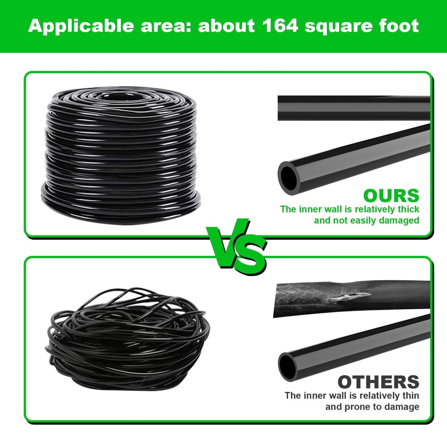 Garden Drip Irrigation Kit,164FT/50M Greenhouse Micro automatic Drip Irrigation system Kit with 1/4 inch 1/2 inch Blank Distribution Tubing Hose Adjustable Patio Misting Nozzle Emitters Sprinkler