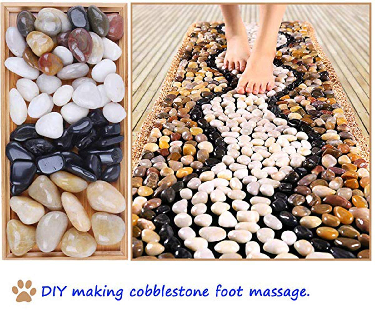 Hisredsun 2.1 lb White Decorative Stones,Natural Polished Pebbles for Plant Pots,River Rocks for Landscaping, Vase Fillers,Succulents,Aquarium and Garden Decoration