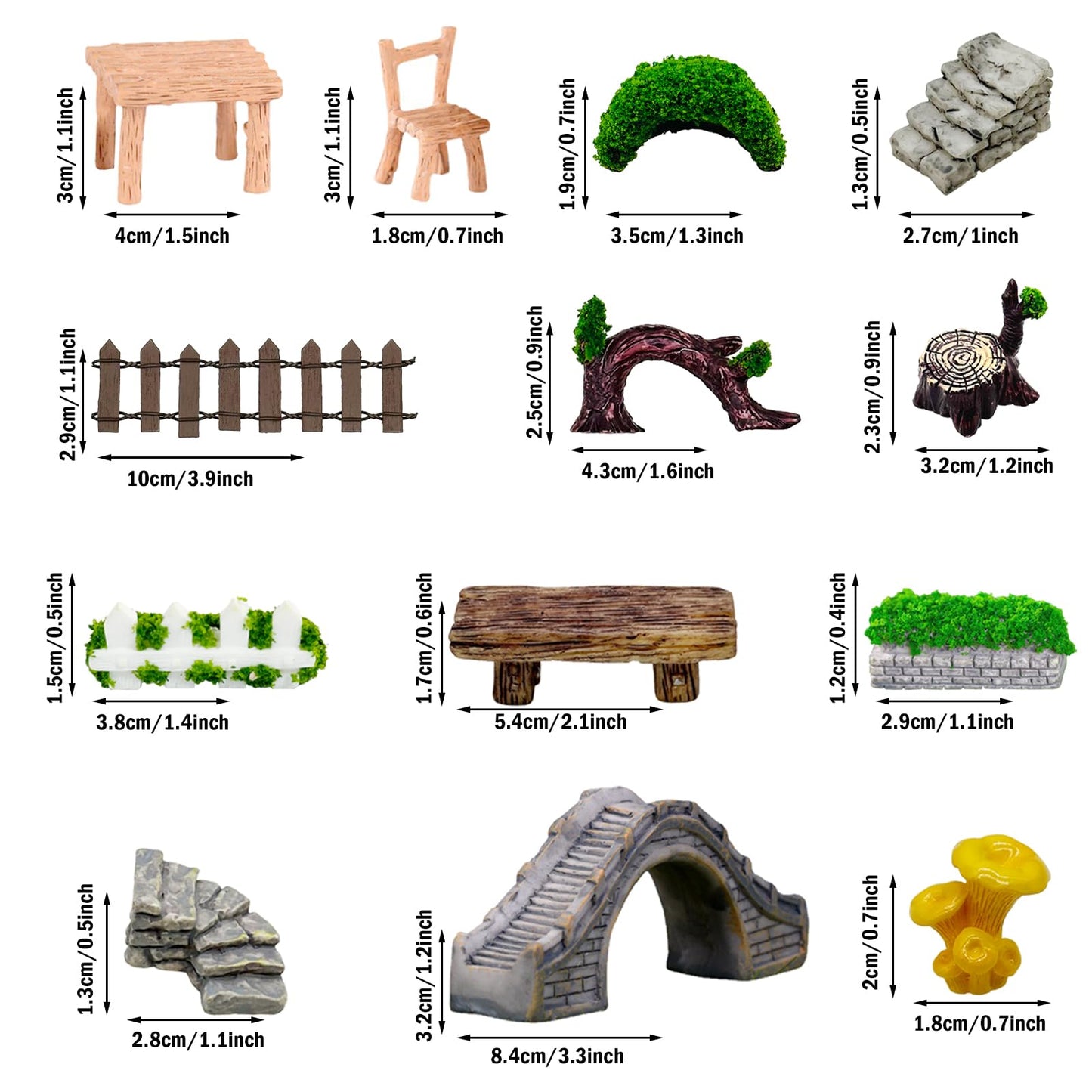 Cayway 83 PCS Fairy Garden Accessories Outdoor, Fairy Garden Supplies Micro Landscape Decoration, Mixed Model Trees for DIY Craft Garden Decoration