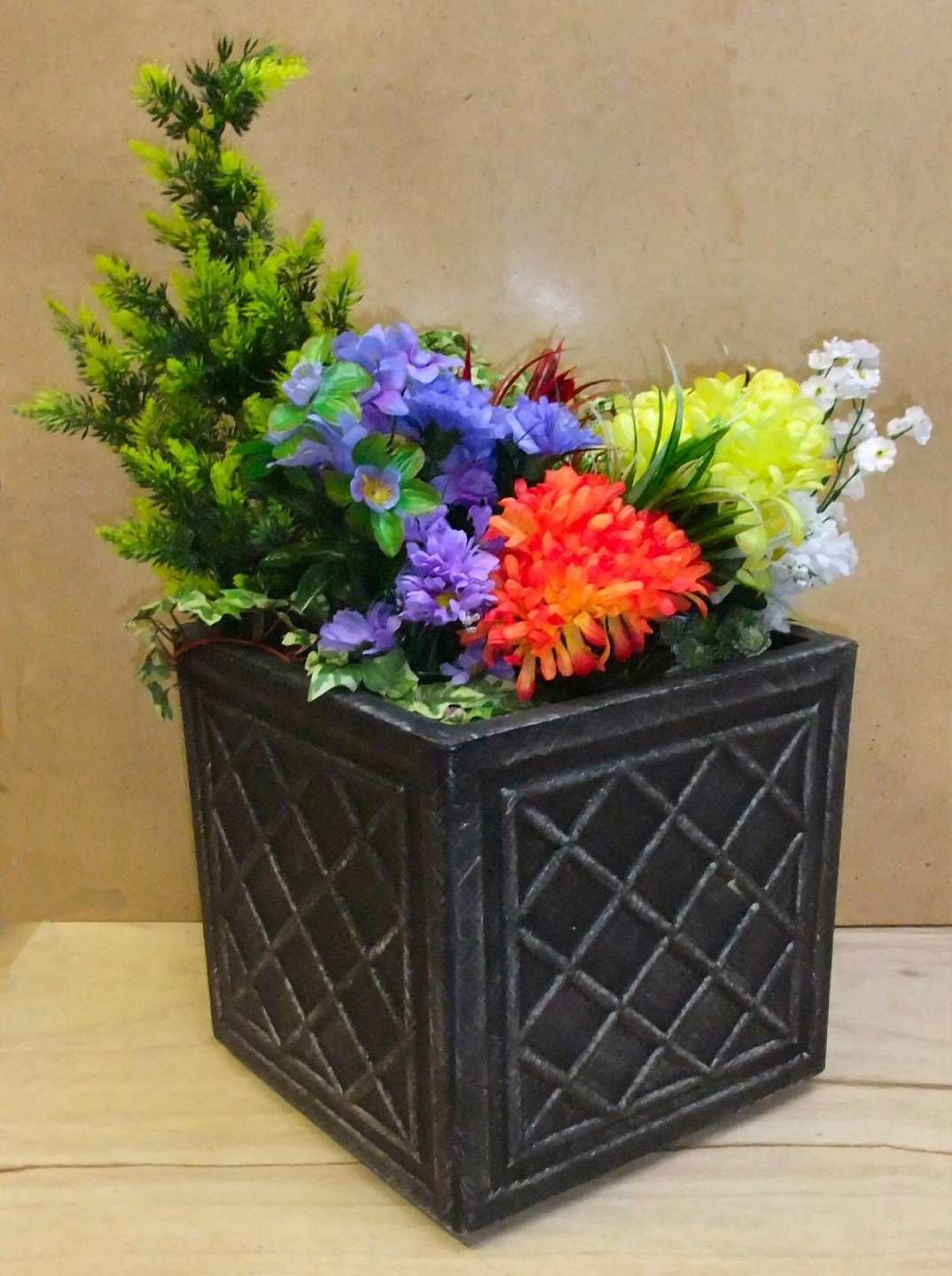 Stewart Square Planter, Lead Effect, 32 cm