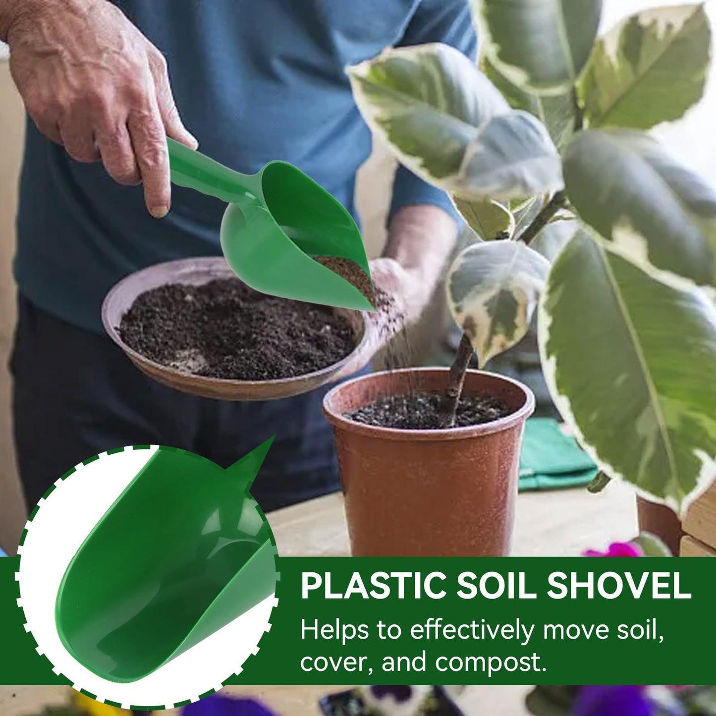 Soil Scoop, 2Pcs Plastic Soil Scoops Scoop for Dirt Gardening Shovels Soil Scoop Plastic Hand Scoop for Garden Trowel Scoop Shovel