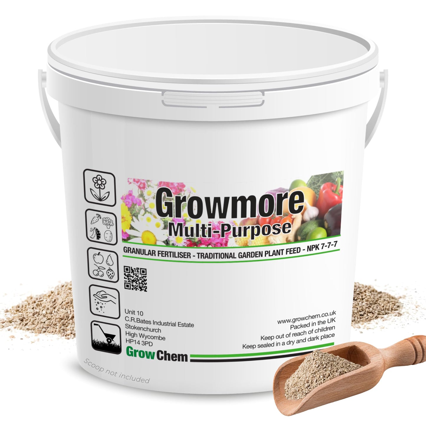 Grow Chem Growmore Fertiliser (5KG Bucket) Multi-Purpose Plant Food Granules – NPK 7-7-7 Nourishes Plants with Essential Nutrients – Suitable for All Plant Types – Garden Fertiliser