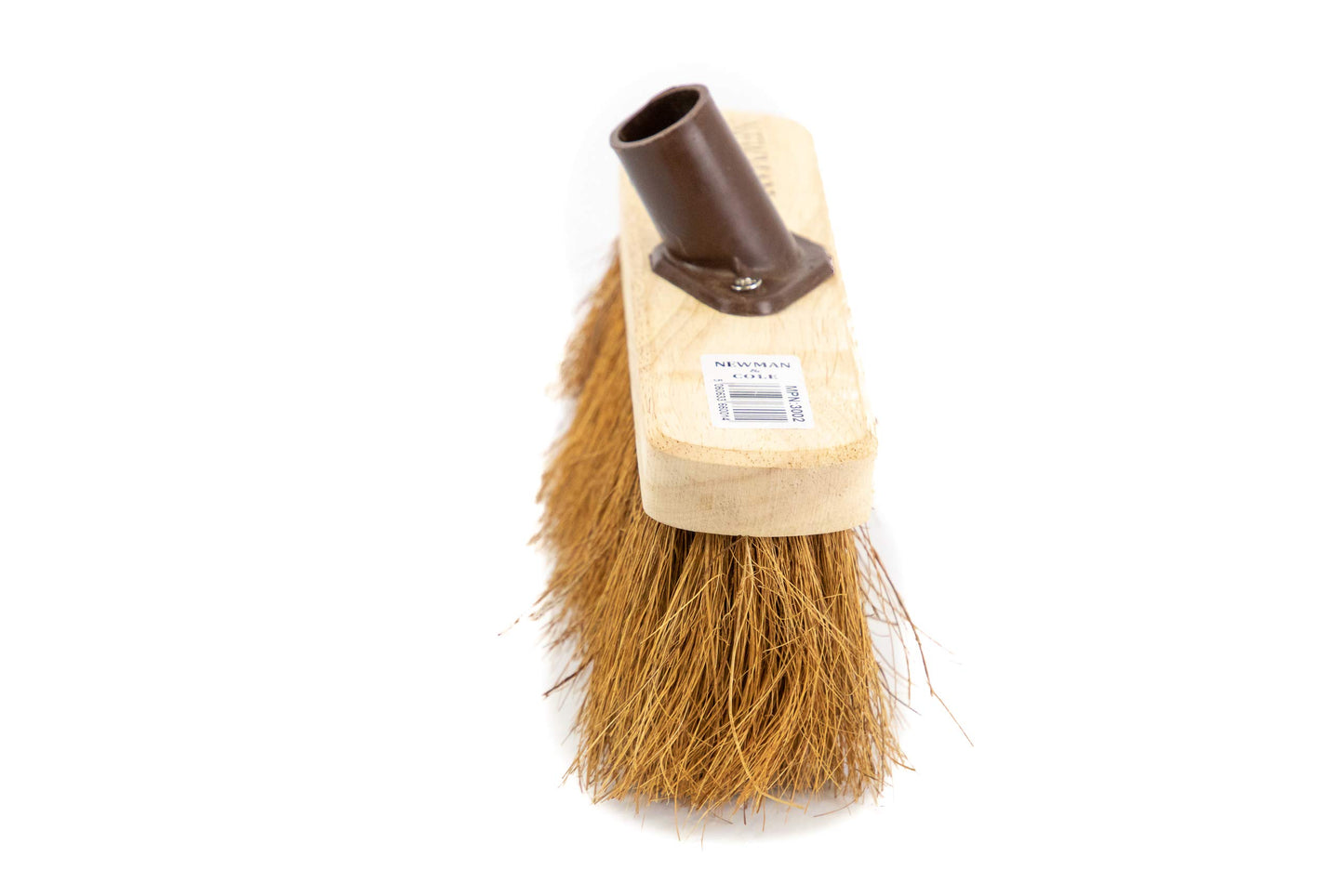 Newman and Cole 10" Wooden Broom Head with Soft Natural Coco Bristle Replacement Broom Head Indoor or Outdoor Broom Floor Sweeping Brush with Plastic Fixing Bracket Connector (10" Soft Natural Coco)