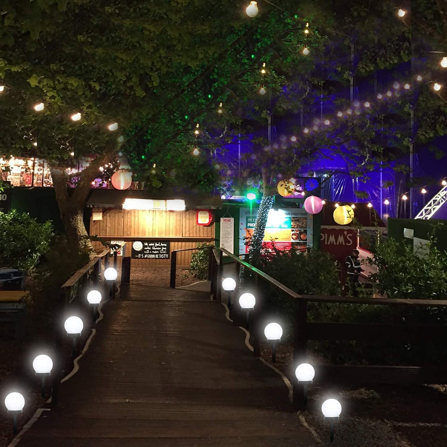 FLOWood Solar Lights Outdoor Garden, 6 Pack Solar Globe Lights Outdoor Globe Stake Light Garden Path Lighting for Garden, Cold White (QXD-6pcs), Kalt