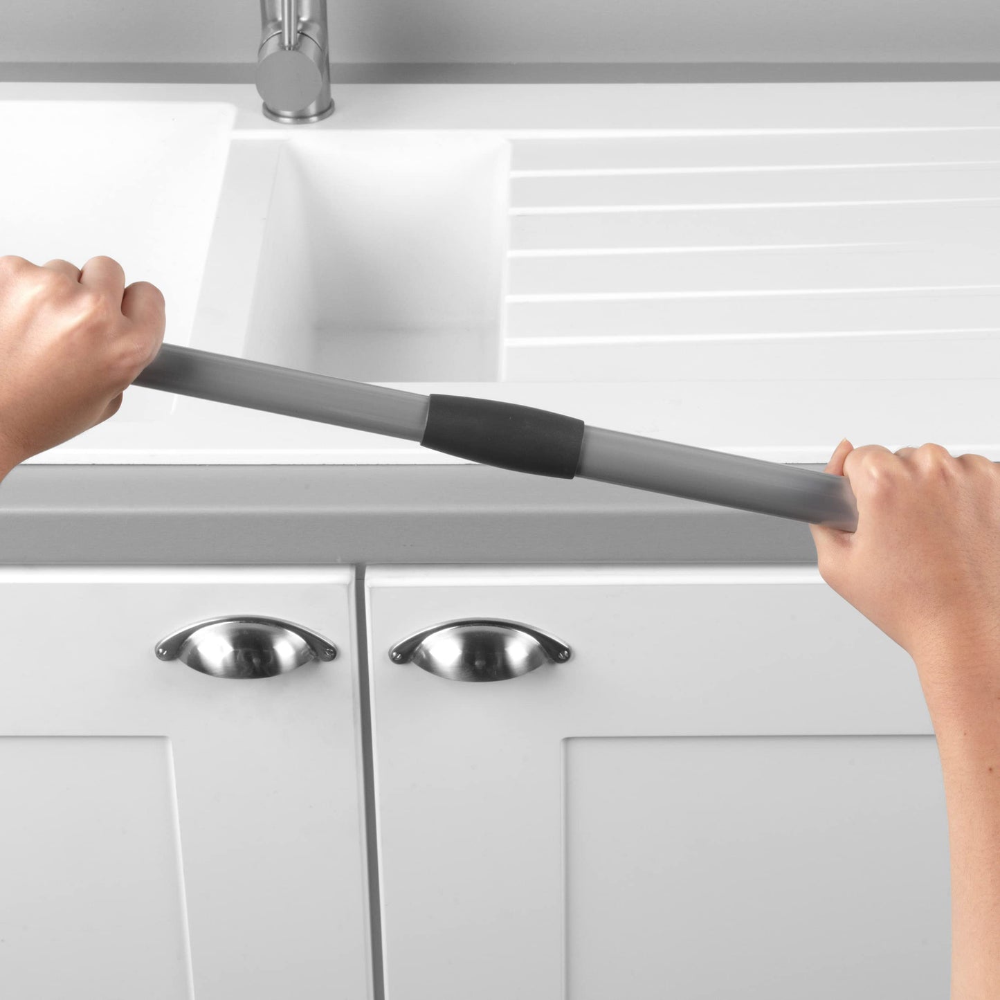 Kleeneze KL028107EU7 Soft Indoor Broom - Non Scratch Bristles, Indoor Floor Sweeping Brush, Suitable for Hard Floors, 120cm Extendable Stainless Steel Handle, Hanging Hook, Grey, 100 Years Edition