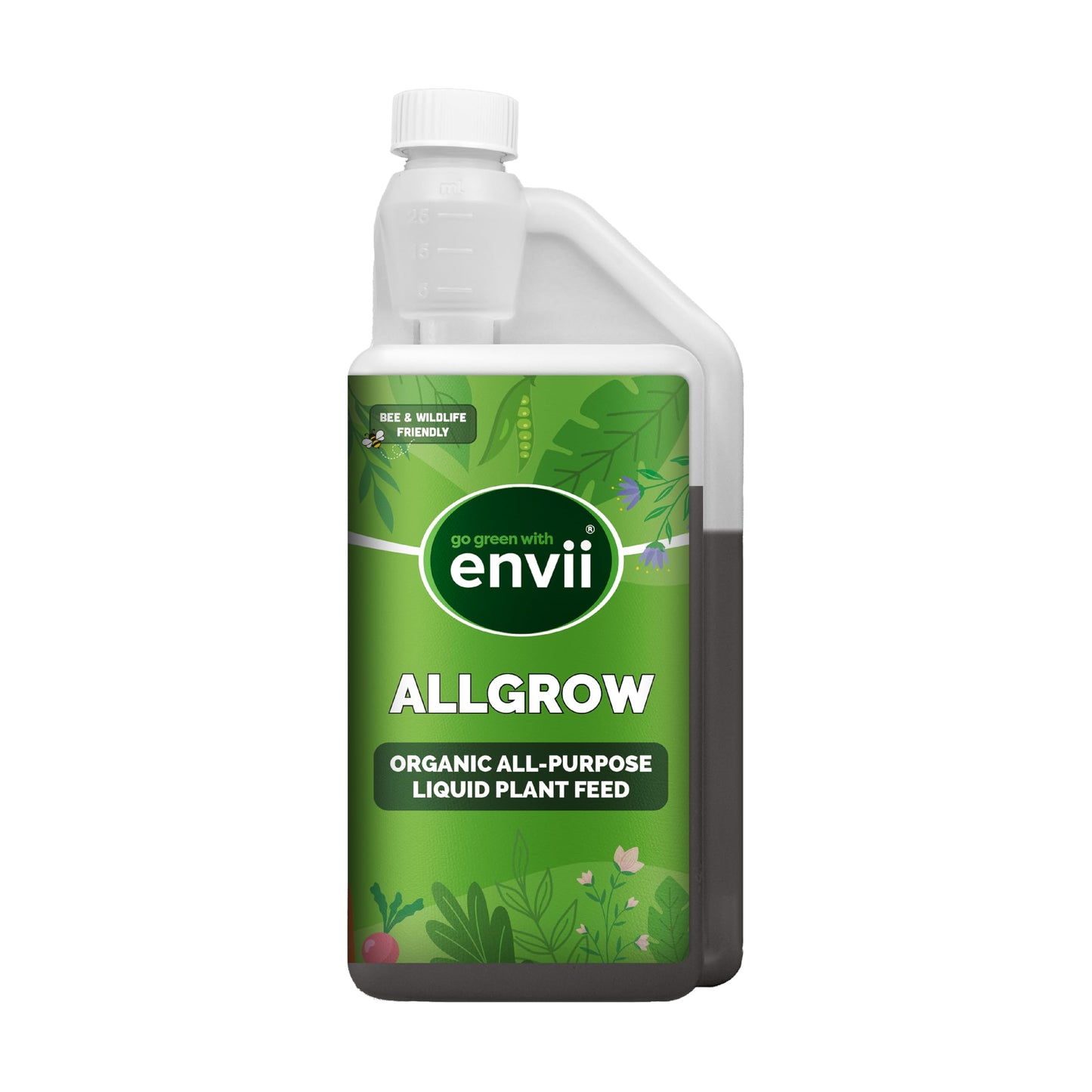 Envii Allgrow, Organic Multipurpose Fertiliser Plant Feed - Liquid Outdoor Plant Food, Suitable for All Plants - 1 Litre Makes 330 Litres