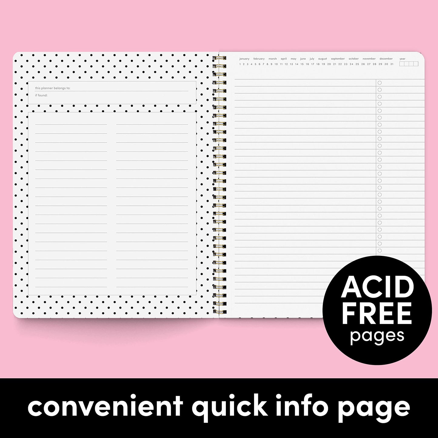 PAPERAGE Undated Daily Planner & To Do List Notepad (Black), 8.5 in x 11 in, Spiral Bound Planner Notebook for Work, School or Home, 104 Lined Pages With Date Tracker for Plans & Notes