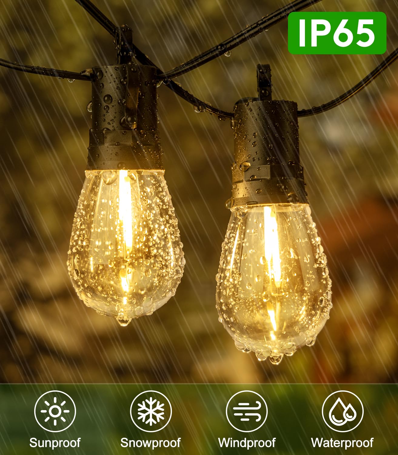 SAEIHGAE Outdoor Festoon Lights Mains Powered: 100ft 30m 30-2 S14 LED Bulbs Garden String Lighting Outside Dimmable with Remote IP65 Waterproof for Patio Gazebo Pergola Backyard