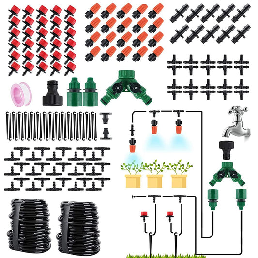 Gobesty Garden Watering System, Greenhouse 30M DIY Auto Drip Lrrigation Kit, Micro Drip Irrigation Automatic Watering System, Dripper Automatic for Lawn, Patio, Landscape, Flower Bed, Terrace Plants