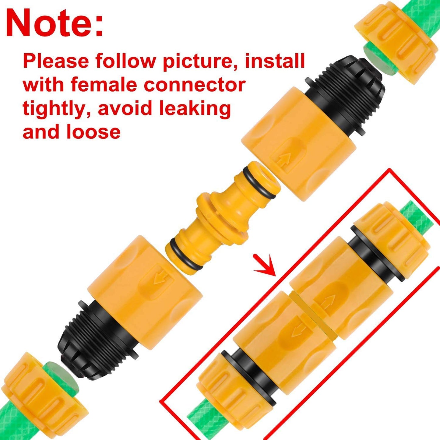 Hose Connector Garden Hose Fitting Set.1Nozzle,5 Hose End Quick Connector,1Hose Waterstop Connector,2 Double Male Snap Connector,2 Hose Tap Connector 1/2 Inch and3/4 Inch Size 2-in-1etc