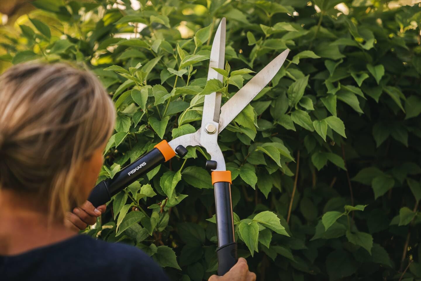 Fiskars Solid Hedge Shears HS21, Bush and Hedge Trimming, Length 59cm, Hardened Steel Blade/Soft-Touch Grip Plastic Handle, Black/Orange, 1026827