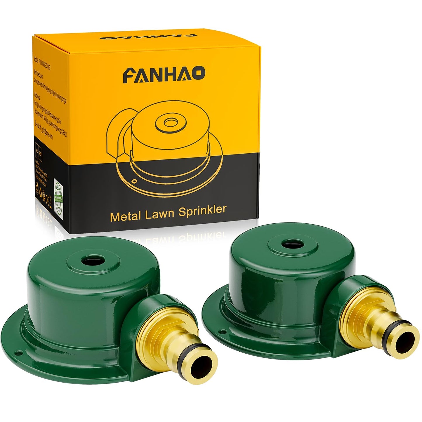 FANHAO 2 Pack Metal Lawn Sprinkler for Yard, Automatic Garden Sprinkler Heavy Duty Lawn Irrigation System, 360 Degree Small to Medium Area Coverage for Lawn Grass Patio Garden Irrigation