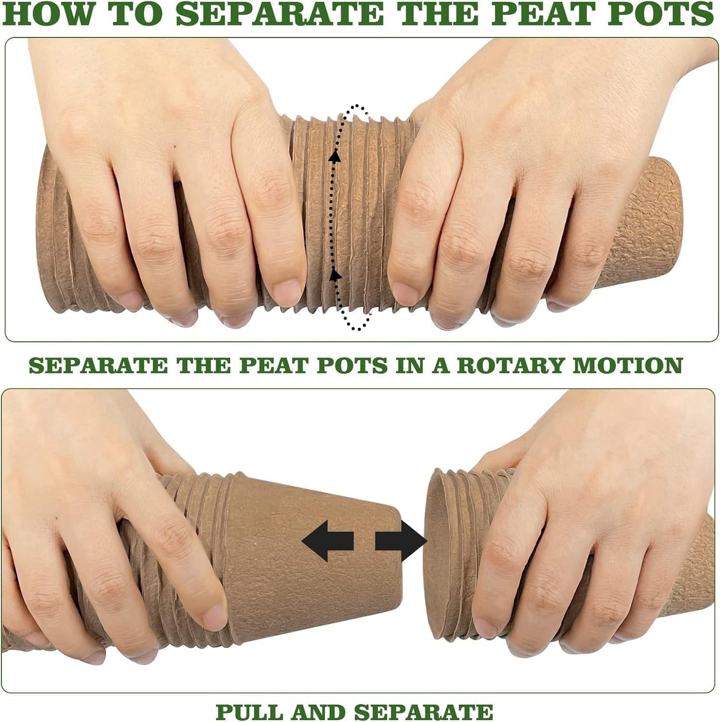 LATERN 100Pcs 8CM Biodegradable Fibre Seed Pots for Seedling and Transplanting with 100Pcs Plastic Plant labels (White 5cm x1cm)