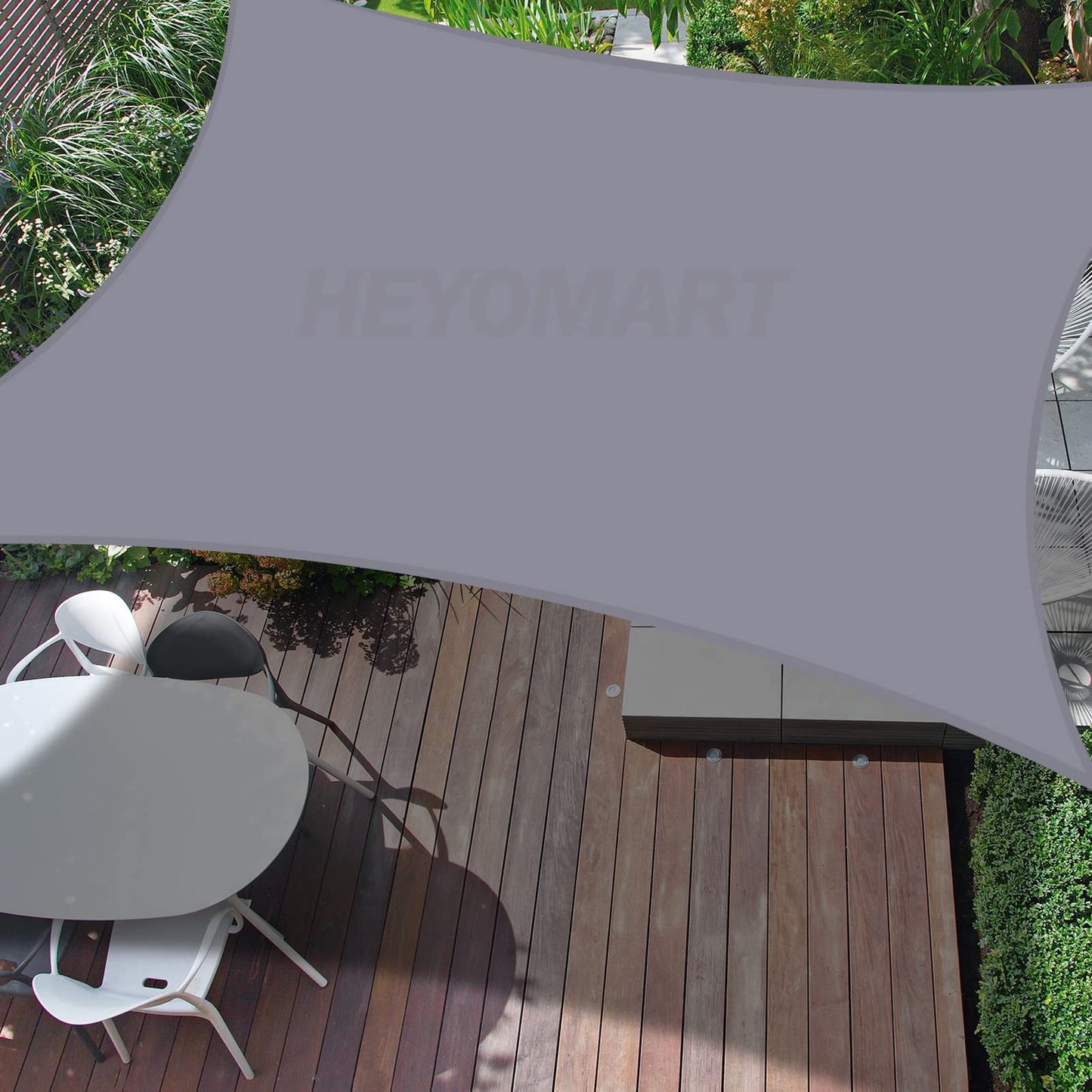 HEYOMART Sun Shade Sail 4m x 5m Rectangle Shade Sails Waterproof Outdoor Garden Patio Party Sunscreen Awning Canopy 98% UV Block With Free Rope, Grey
