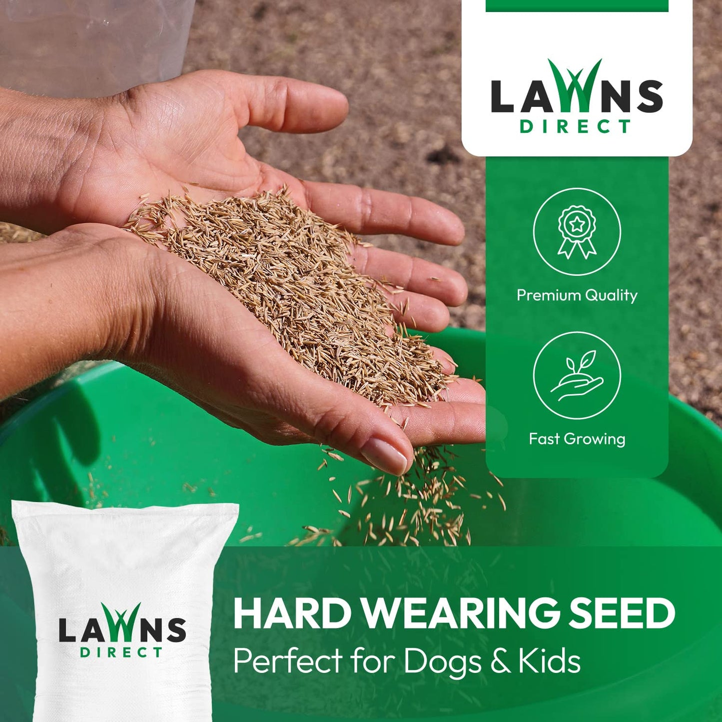 Lawns Direct™ ProGrass™ 2kg Low Maintenance Professional Fine Turf Grass Seed for That Perfect Manicured Lawn, Golf Fairways, Sports Grounds & Council-Run Areas Covering 57-100m²