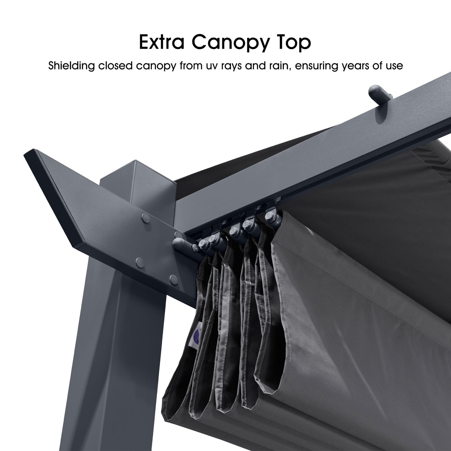 PURPLE LEAF 3 X 4 M Metal Pergola with Retractable Roof, Charcoal Grey Frame, Large Garden Pergola for BBQ, Outdoor and Patio, Grey