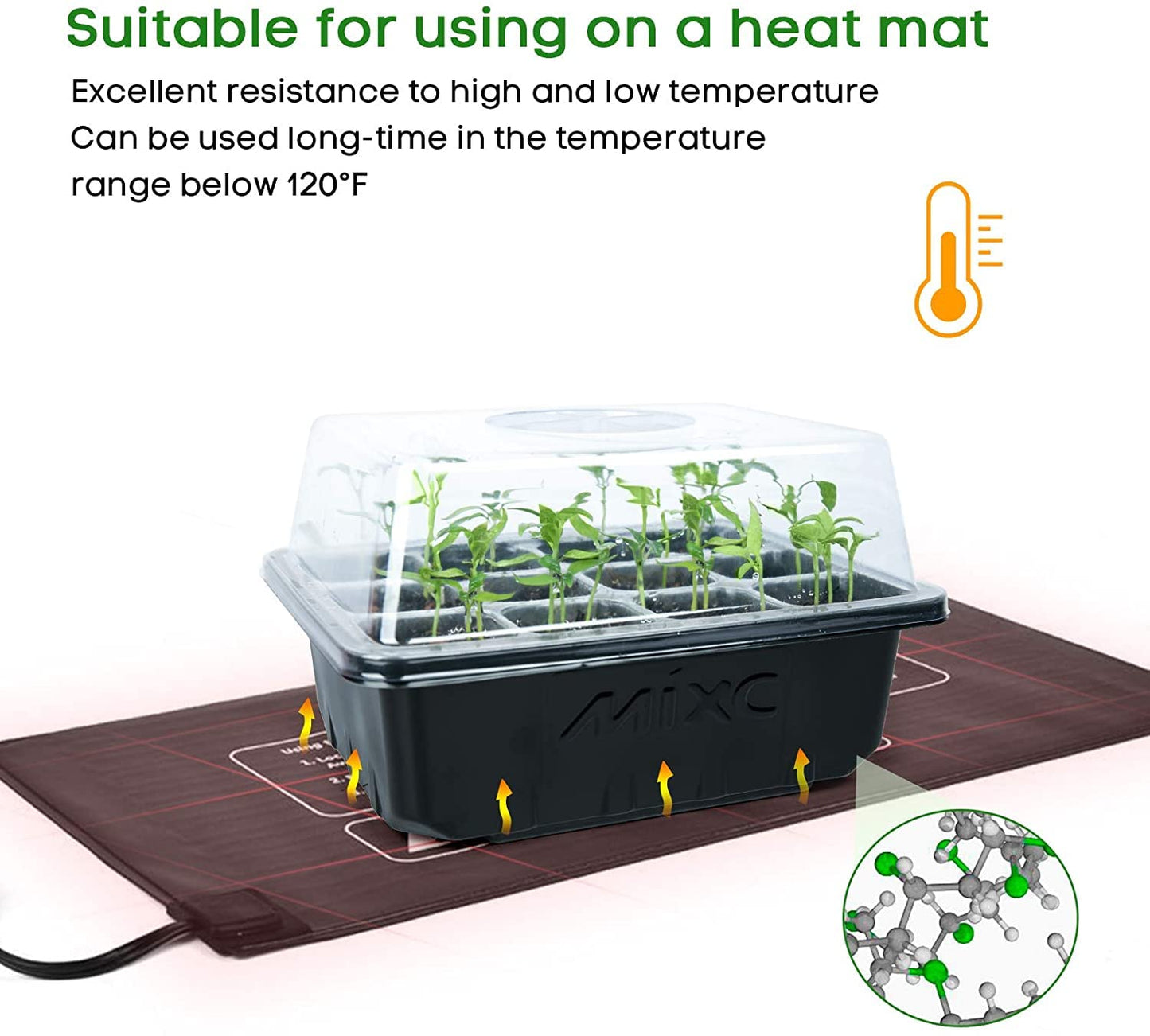 MIXC Seed Trays,10 Pack 120 Cells Seed Trays for Seedlings Reusable, Seed Trays with Lids Propagator Tray Growing Starter Tray, Germination Trays Kit Plastic for Greenhouse/Garden Black