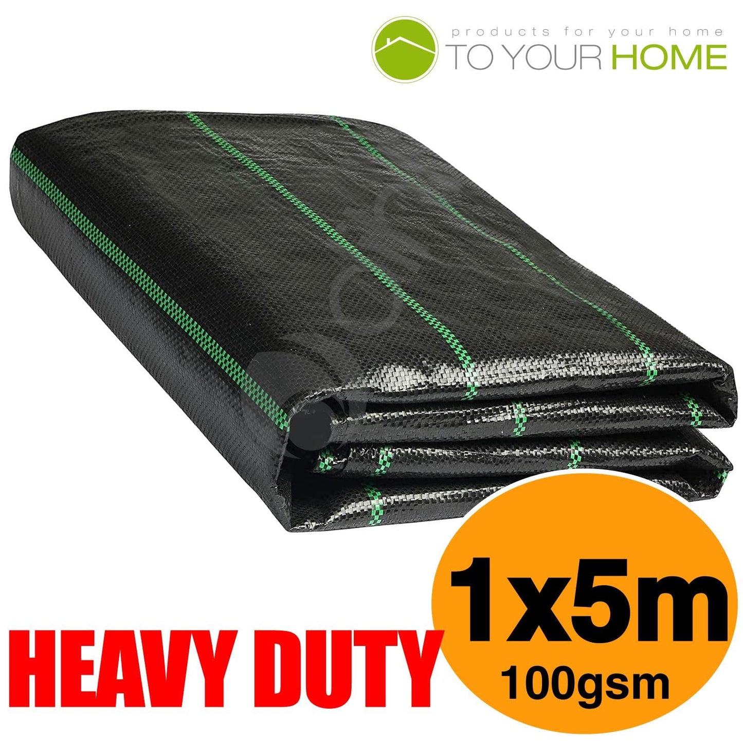 Dihl 1M x 5M Ground Fabric Landscape Garden Weed Control Membrane, Heavy Duty, 100gsm, Black, 53 Square Feet