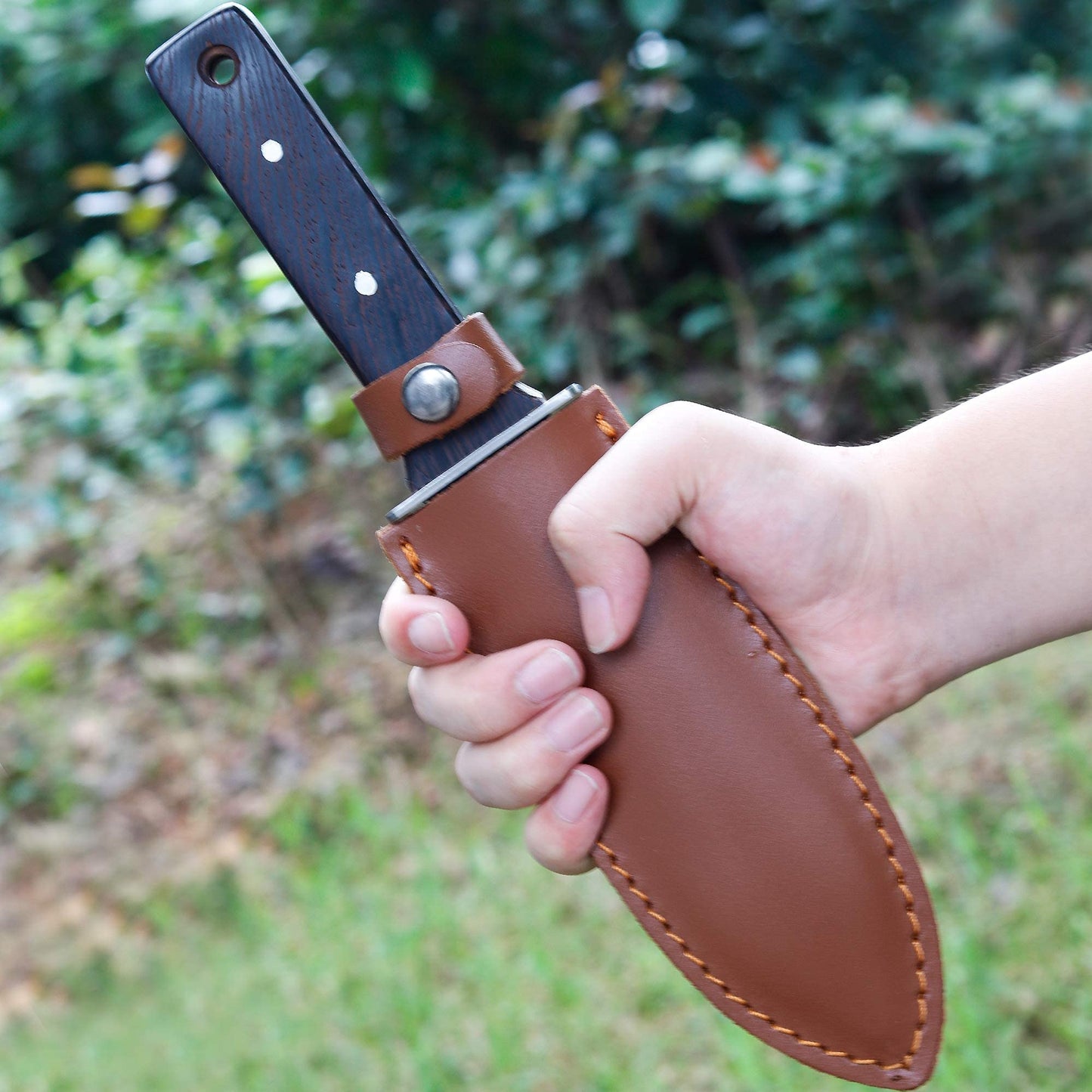 FLORA GUARD Professional Hori Hori Garden Trowel, Multi-Purpose Garden Spade with Leather Sheath, Sharpening Stone Included, Ideal for Planting, Cutting, Weeding and More