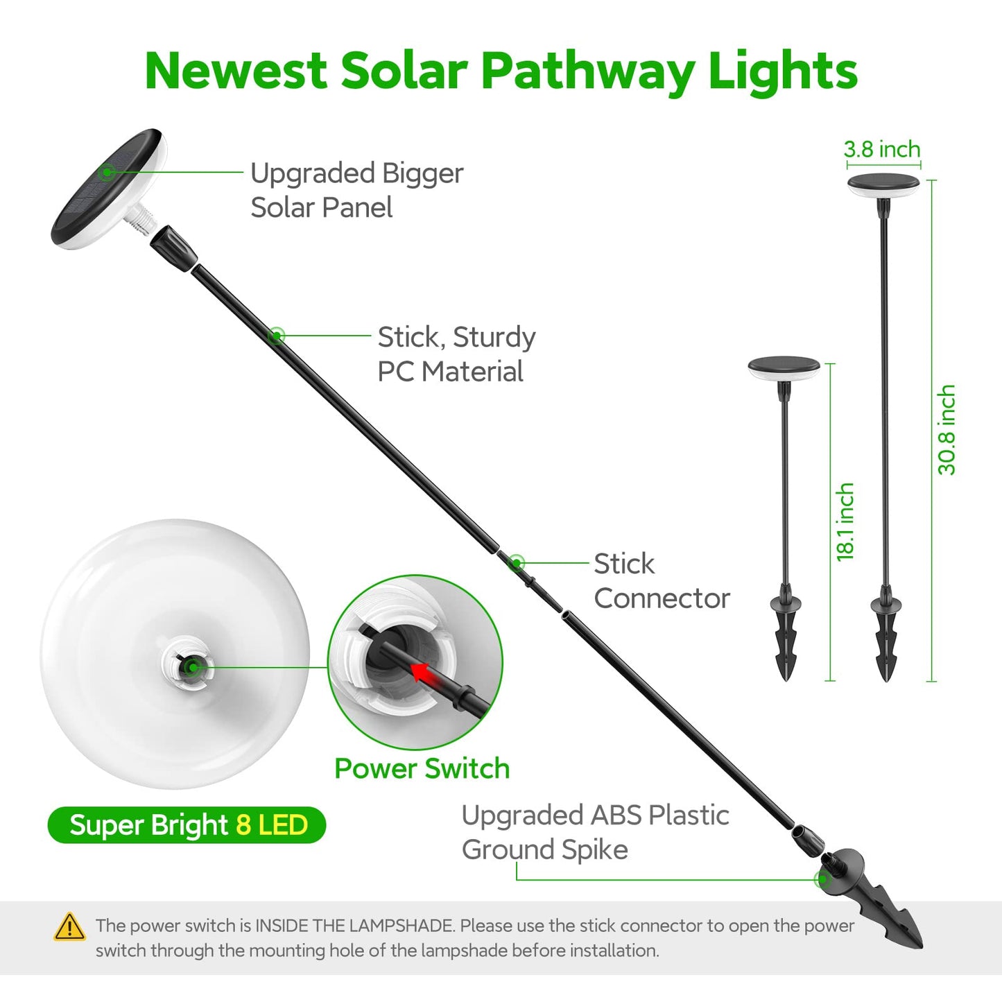 GEARLITE Solar Lights Outdoor Garden, 4 Pack Super Bright Garden Lights Solar Powered Built-in 1000mAh Battery, Sway by Wind, Waterproof Outdoor Ornament for Yard Patio Pathway Decorations