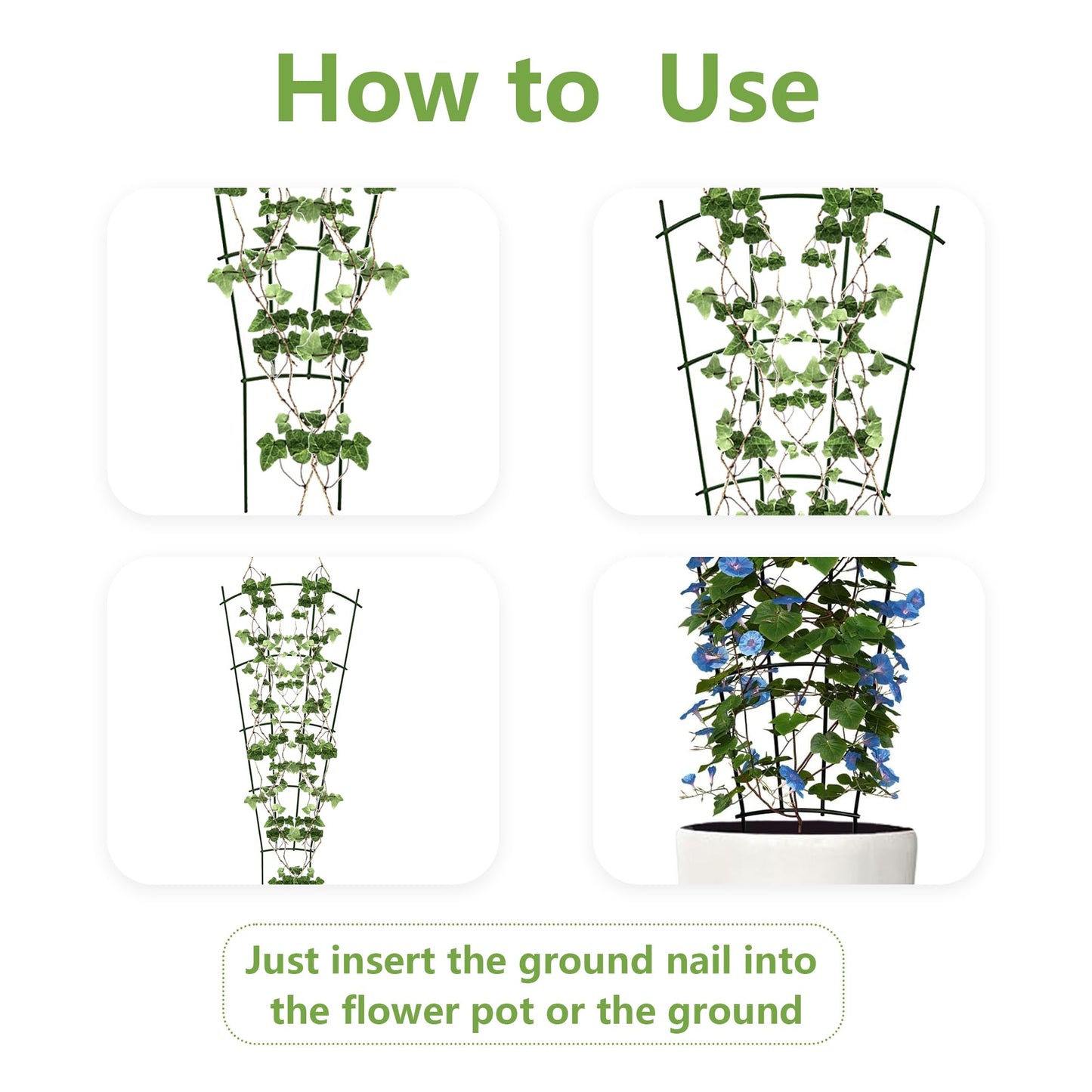 4 Pack 40cm/16 inch Plant Climbing Garden Trellis: Indoor Plant Trellis for Houseplant Climbing Outdoor Garden Trellis for Climbing Plants Backyard Flowers Vines