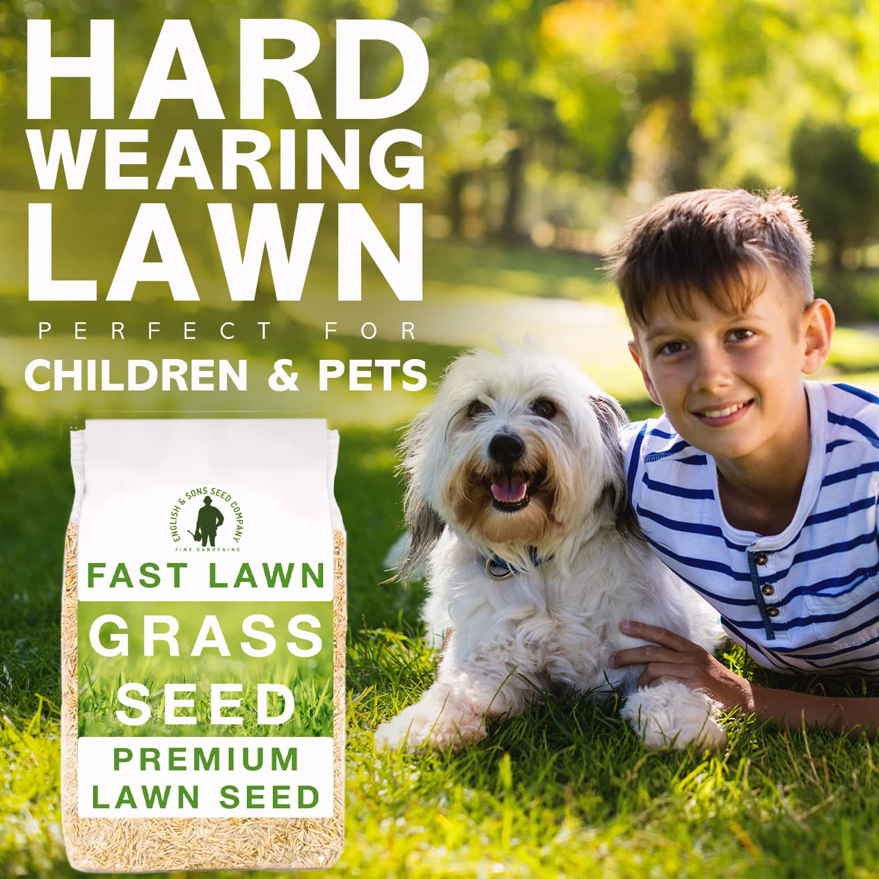 Fast Lawn Grass Seed, 1kg (up to 60sqm) Premium Quality Fast Growing Grass Seeds. Tailored for UK Climate. Hardwearing Lawn Seed Perfect for New Lawns, Overseeding & Patch Repair. DEFRA Approved