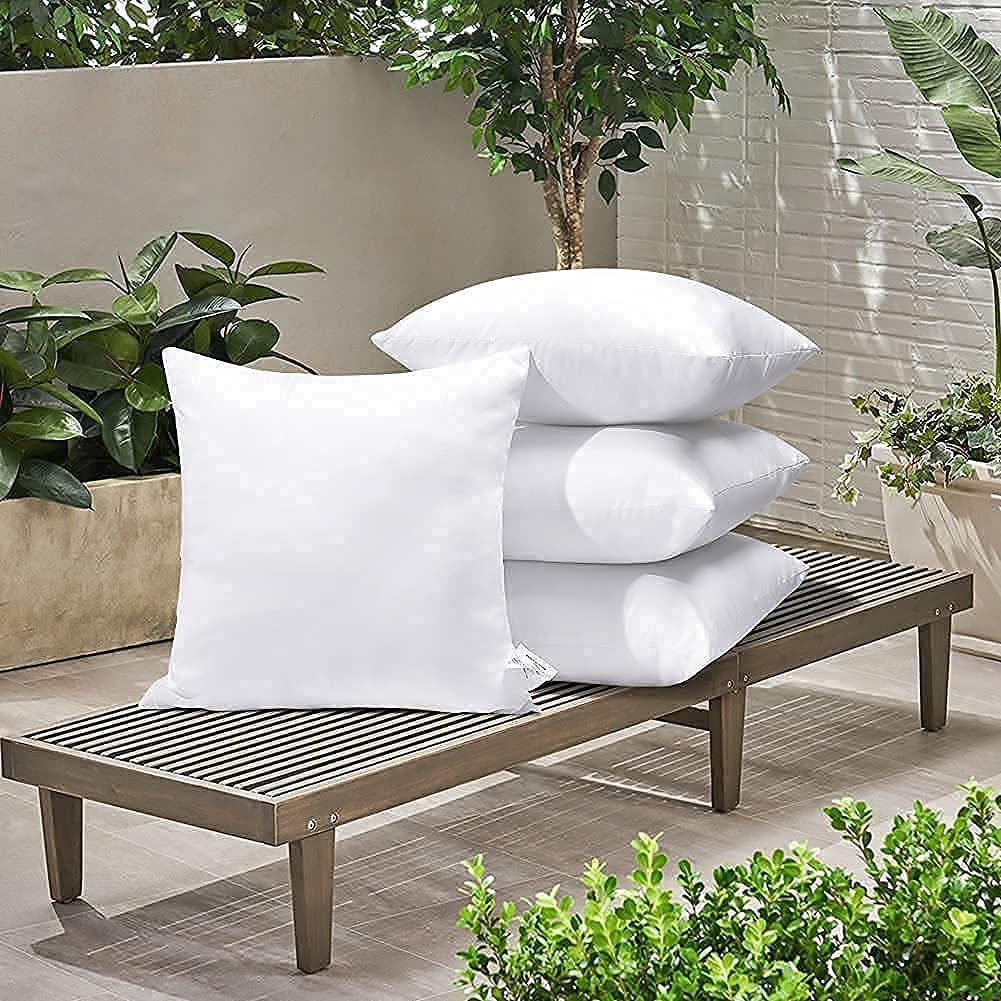 JOTOM Outdoor Cushion Inserts 45x45cm Waterproof Premium Cushion Inner Pads 18"x18" Pillow Filling Set of 4 Decorative Square Pillow Inserts Sofa Pillow Stuffer Patio Garden Blench Couch Bed Cushions