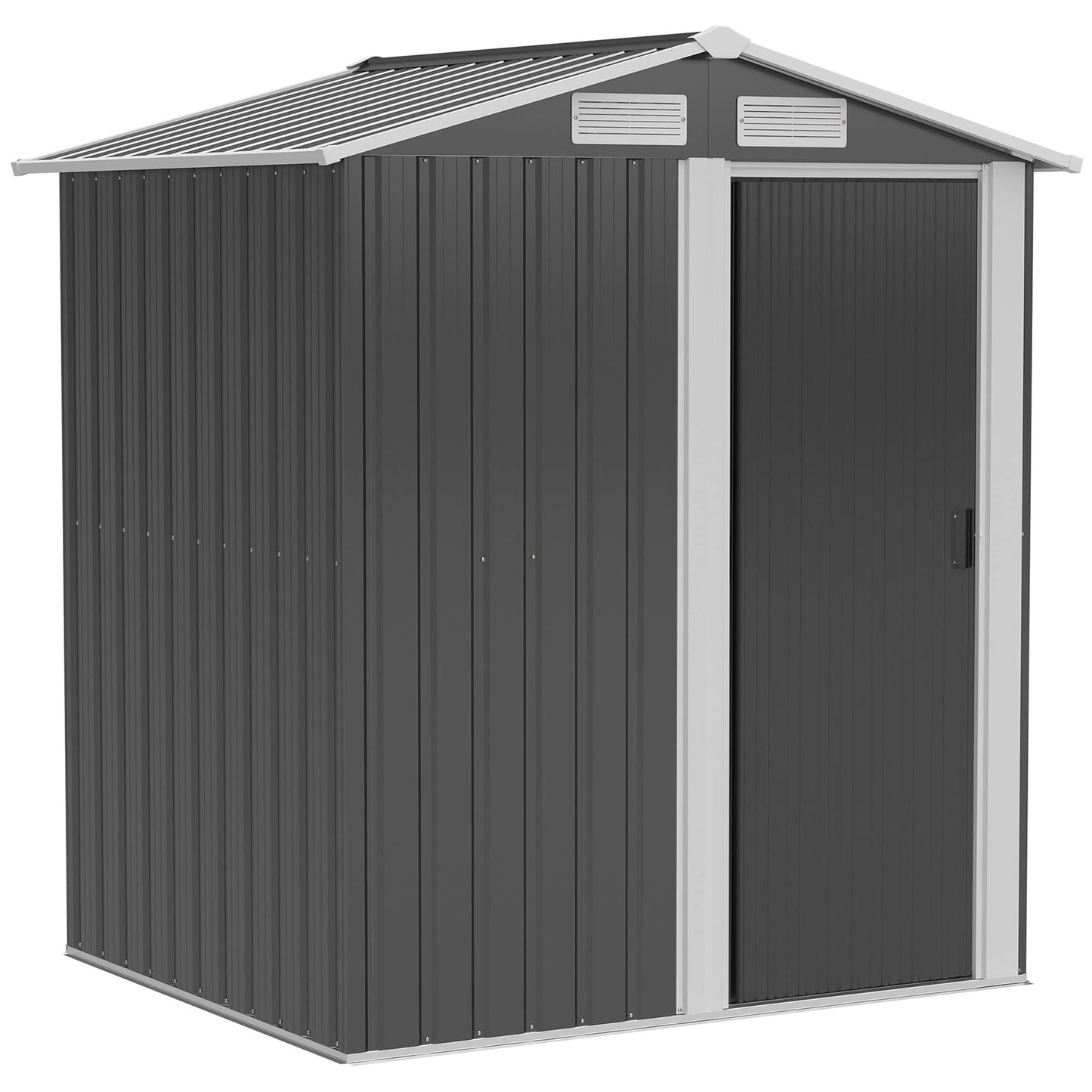 Outsunny 5ft x 4ft Garden Shed, Metal Tool Storage Shed with Sliding Door, Sloped Roof and Foundation Kit for Garden, Patio, Lawn, Grey
