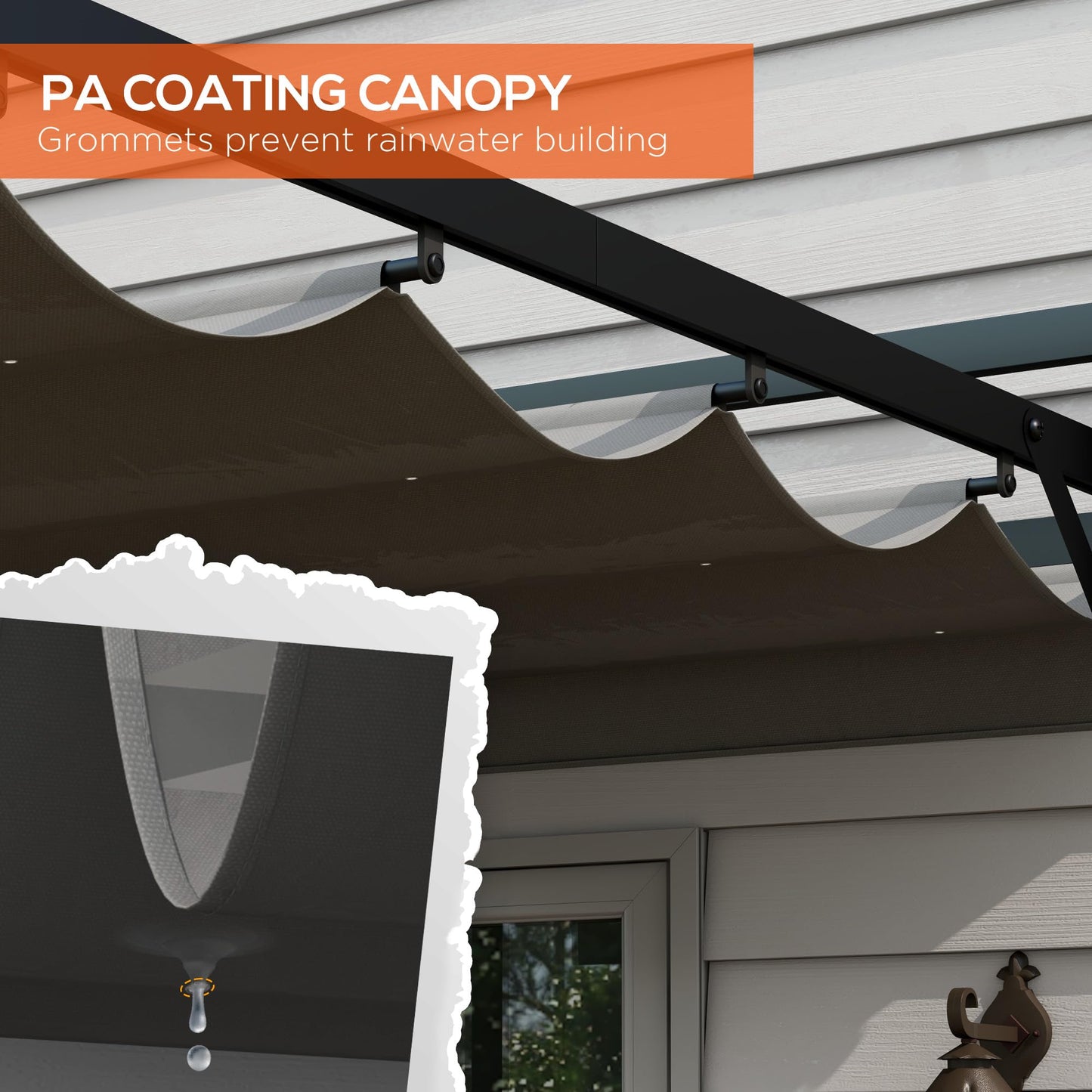 Outsunny 3 x 4m Pergola with Retractable Roof Canopy, Aluminium Frame Garden Gazebo Outdoor Sun Shade Shelter for Grill, Patio, Deck, Dark Grey