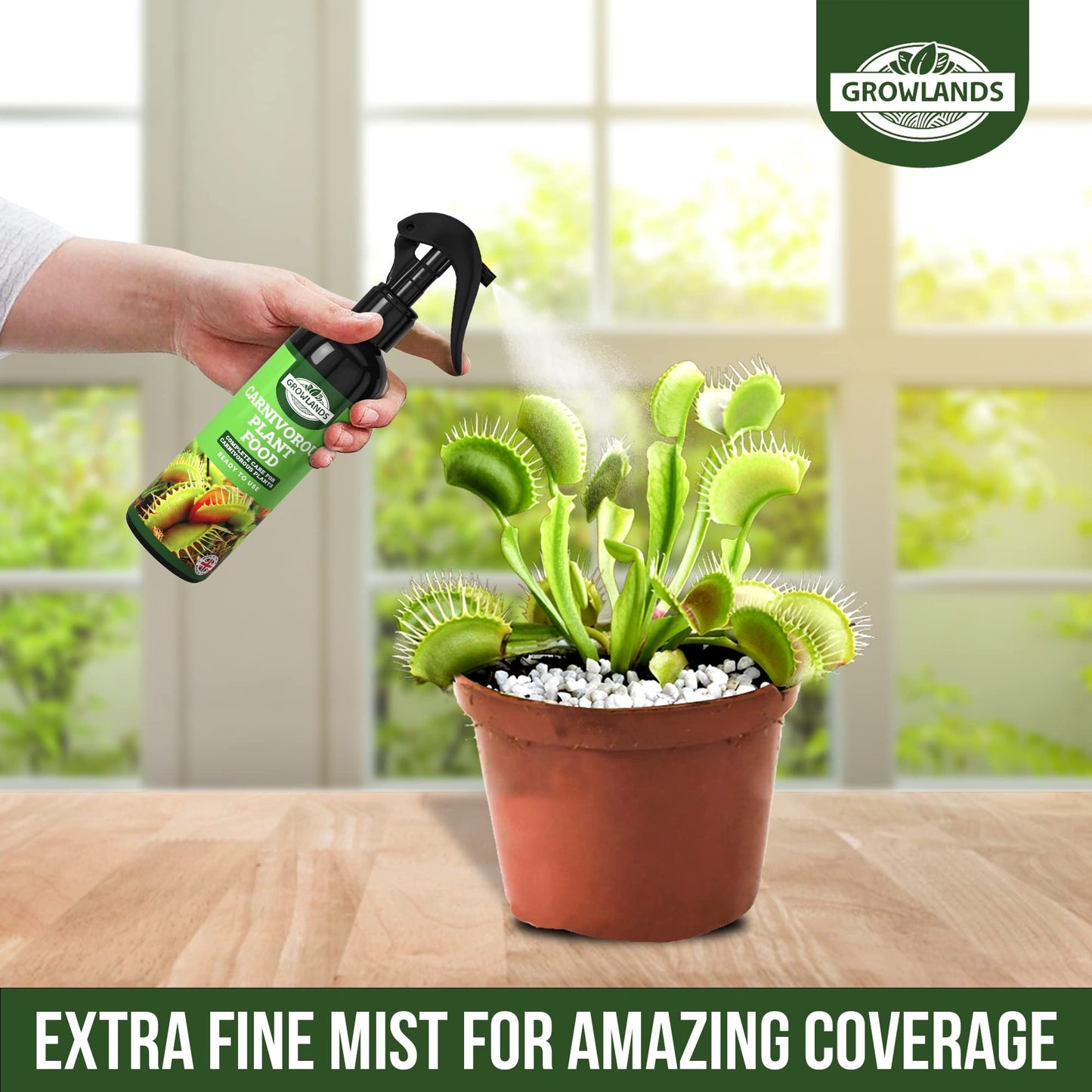 Growlands Carnivorous Plant Food Spray - 300 ml Plant Fertilizer - Designed for all Carnivorous Plants - Venus Fly Trap Plant Food, Sundew Food, Pitcher Plant Food - Ready to Use Spray