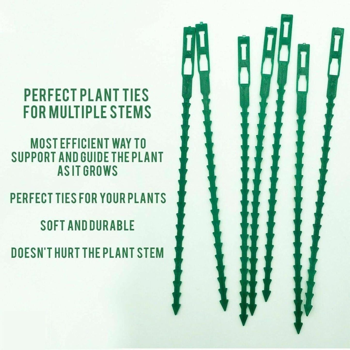 FERRIS | Ultra-Strong Garden Plant Ties for Climbing Plants | Flexible & Reusable Heavy Duty Green Shrub Ties | Multi-Purpose Use on Indoor & Outdoor Garden Plants and Trees (100, Green)
